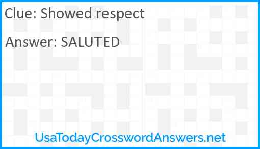 Showed respect Answer