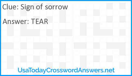 Sign of sorrow Answer