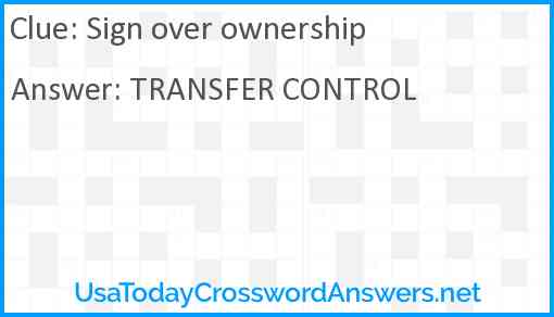 Sign over ownership Answer