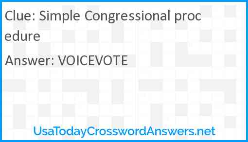 Simple Congressional procedure Answer