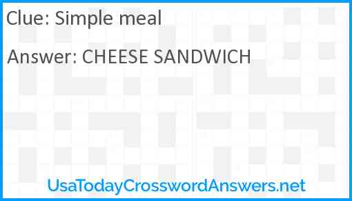 Simple meal Answer