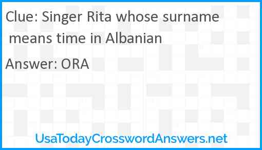 Singer Rita whose surname means time in Albanian Answer