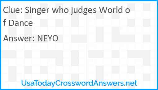 Singer who judges World of Dance Answer
