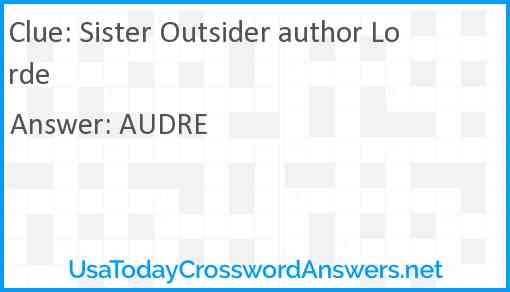 Sister Outsider author Lorde Answer