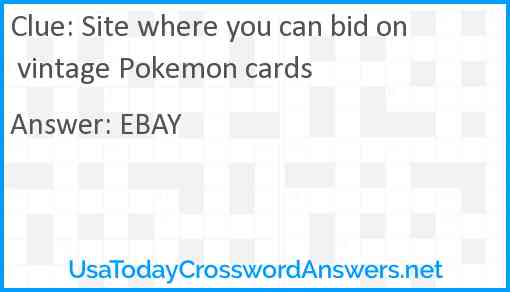 Site where you can bid on vintage Pokemon cards Answer