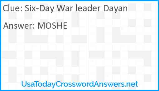 Six-Day War leader Dayan Answer