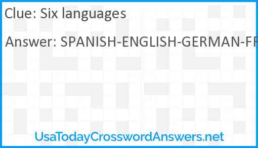 Six languages Answer