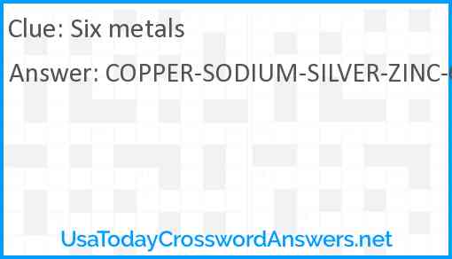 Six metals Answer