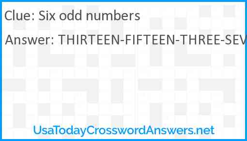 Six odd numbers Answer