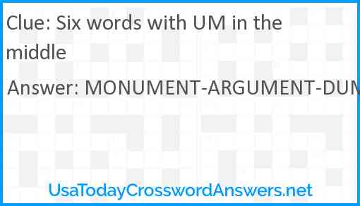 Six words with UM in the middle Answer