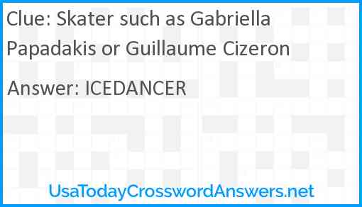 Skater such as Gabriella Papadakis or Guillaume Cizeron Answer