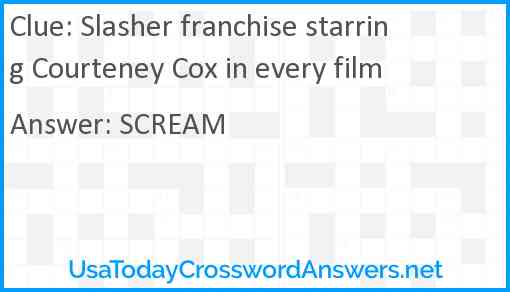 Slasher franchise starring Courteney Cox in every film Answer
