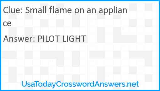 Small flame on an appliance Answer
