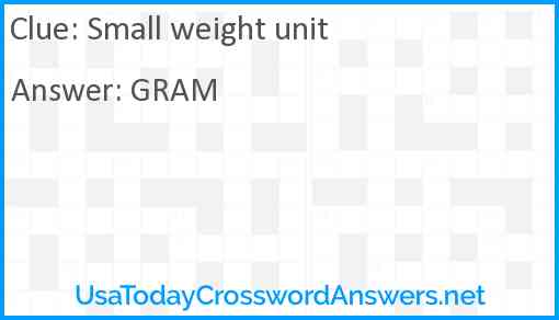 Small weight unit Answer