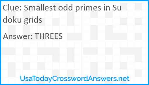 Smallest odd primes in Sudoku grids Answer