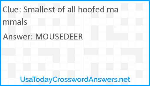 Smallest of all hoofed mammals Answer
