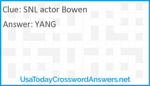 SNL actor Bowen Answer