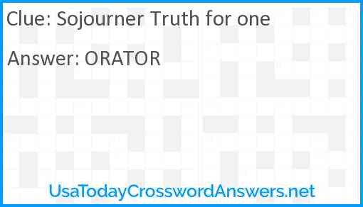 Sojourner Truth for one Answer