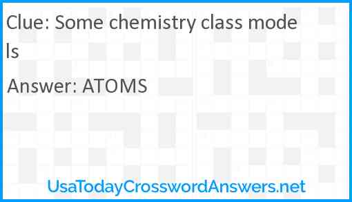 Some chemistry class models Answer