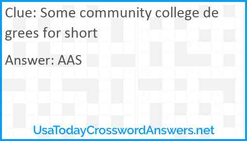 Some community college degrees for short Answer
