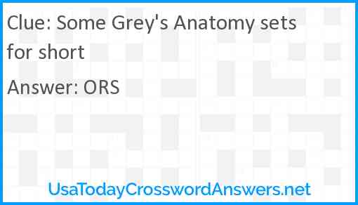 Some Grey's Anatomy sets for short Answer