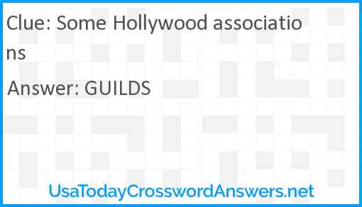 Some Hollywood associations Answer