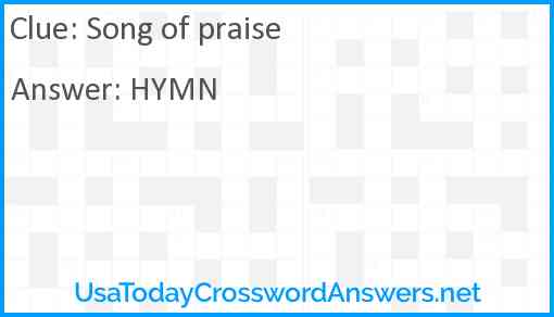 Song of praise Answer