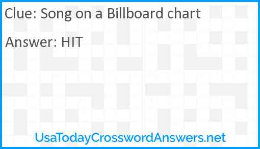 Song on a Billboard chart Answer