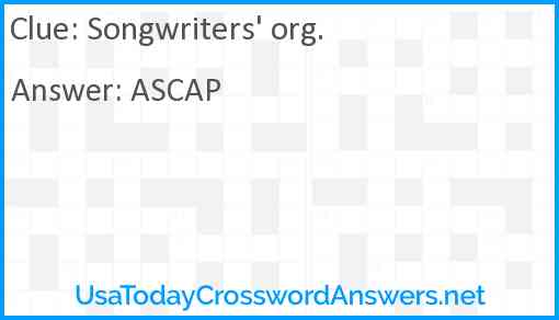 Songwriters' org. Answer