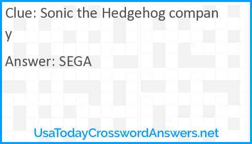 Sonic the Hedgehog company Answer