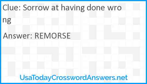 Sorrow at having done wrong Answer