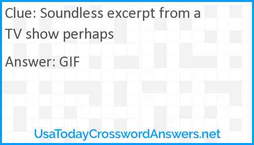 Soundless excerpt from a TV show perhaps Answer