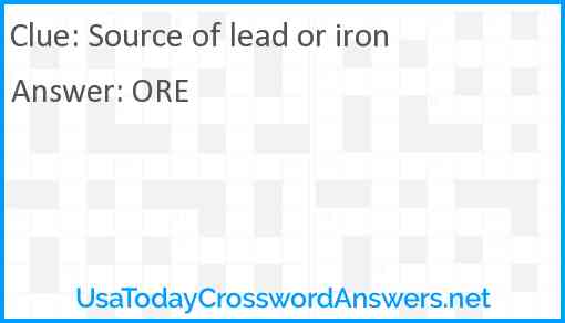 Source of lead or iron Answer