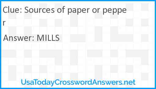 Sources of paper or pepper Answer