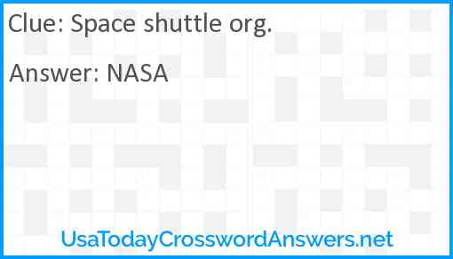 Space shuttle org. Answer