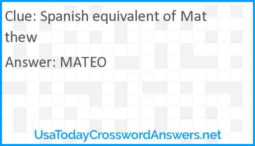 Spanish equivalent of Matthew Answer