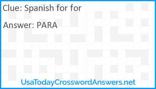 Spanish for for Answer
