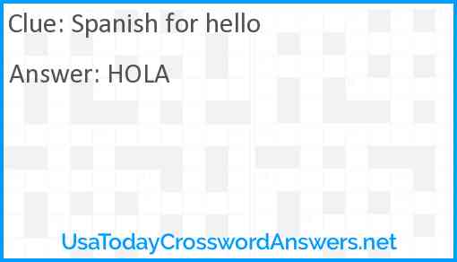 Spanish for hello Answer