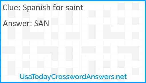Spanish for saint Answer