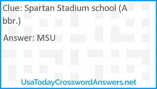 Spartan Stadium school (Abbr.) Answer