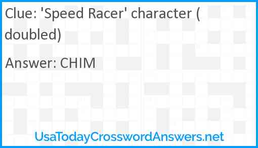 'Speed Racer' character (doubled) Answer