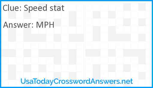 Speed stat Answer