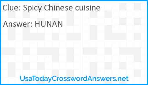 Spicy Chinese cuisine Answer