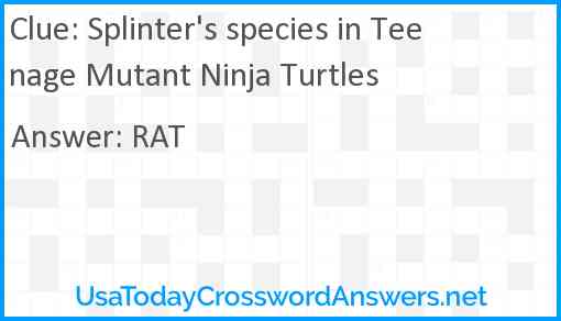 Splinter's species in Teenage Mutant Ninja Turtles Answer