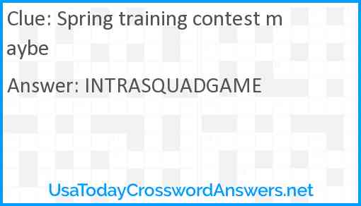 Spring training contest maybe Answer