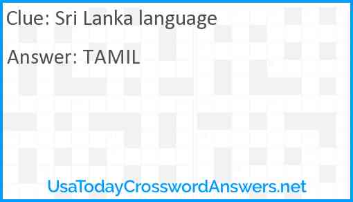 Sri Lanka language Answer