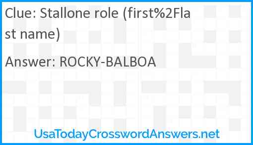 Stallone role (first%2Flast name) Answer