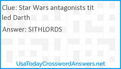Star Wars antagonists titled Darth Answer