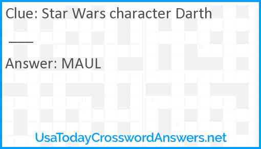 Star Wars character Darth ___ Answer