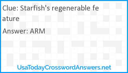 Starfish's regenerable feature Answer